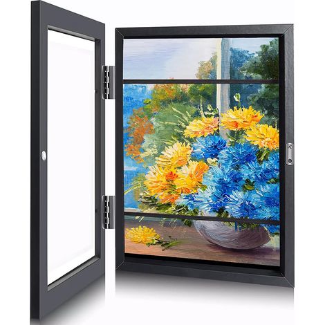 1 Cadre photo, fermeture magnétique, élastiques fixes, verre acrylique noir, pour dessins enfants photos souvenirs (1/5)