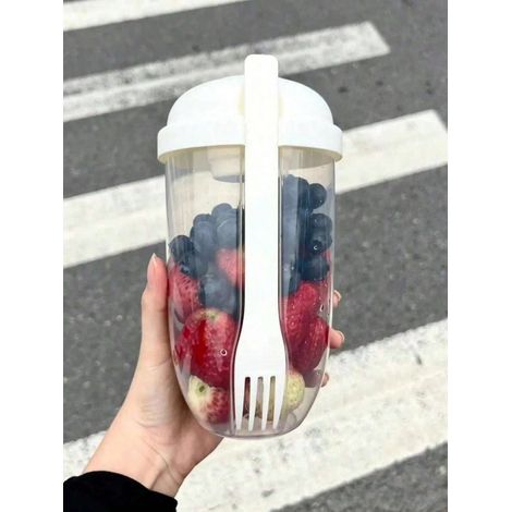Tasse à Salade pour Perte de Poids, Bol à Yaourt et Avoine avec Couvercle et Cuillère, Shaker à Salade Portable pour Minceur, Petit-Déjeuner, Pique-Nique et Fitness (1/4)