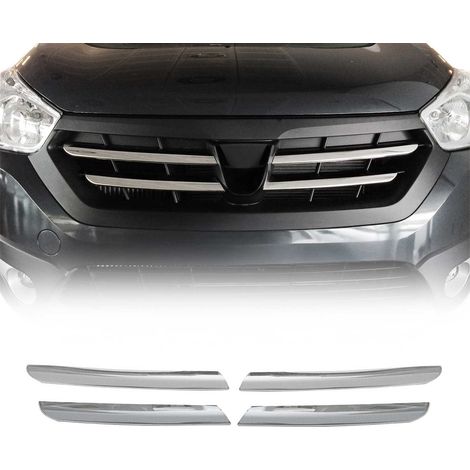 Moulure de Grille de Calandre Compatible avec Dacia Dokker/Lodgy Stepway 2012 à 2017, Garniture Baguette de Calandre en Acier Inoxydable Argent (1/5)