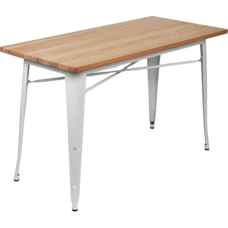 Table de salle à manger rectangulaire de style industriel en bois et acier 120x60x76cm Thinia Home (1/4)