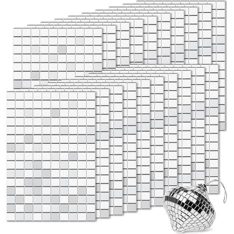 3000 Pièces Mosaique miroir auto-Adhésif,Autocollants Carrés en Mosaïque de Verre Mini Autocollants Miroir pour DIY Disco Party DIY Decor - 10 x 10 mm (1/5)