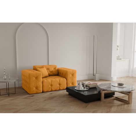 Sessel Designersessel CHANTAL in Stoff Opera Velvet Gelb (1/5)