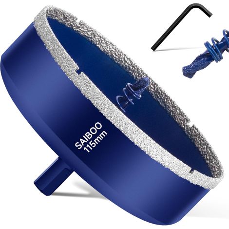 Scie Cloche Diamantée pour Carrelage avec Foret de Centrage, Foret Diamant Brasé dur pour Porcelaine, Carrelage, Verre, Granit, Marbre et Céramique (Diamètre 115mm) (1/5)