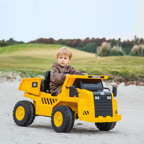 Escavatore elettrico per bambini, camion ribaltabile Caterpillar, 3-5 km/h, con telecomando, età 3-6 anni, giallo