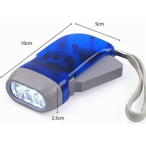 Lampe Torche Dynamo - 3 LED - Sans Pile - Pour Camping Randonnée Panne Électrique - 1 Pièce (1/5)