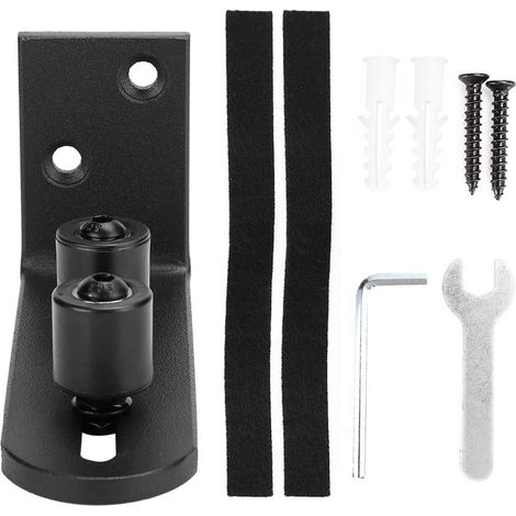Kit de Quincaillerie pour Porte de Grange avec Rails de Suspension, Système Anti-Oscillation à Double Rouleau et Guide au Sol (1/4)