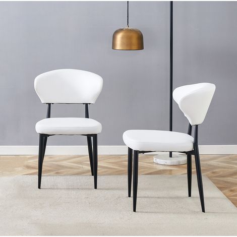Chaises salle manger lot de 2 PU blanc métal OKMYHOME (1/5)