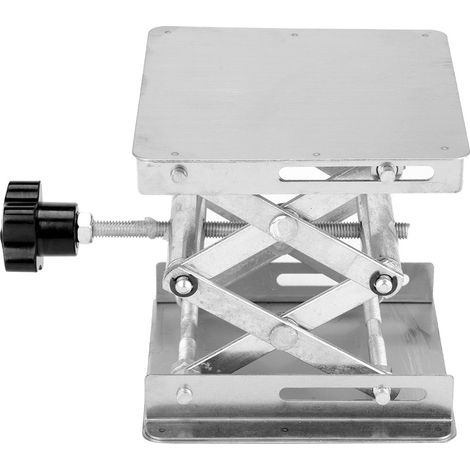 Plateforme élévatrice de laboratoire en acier inoxydable avec support pour ciseaux 100100160 mm (poignée noire) (1/5)