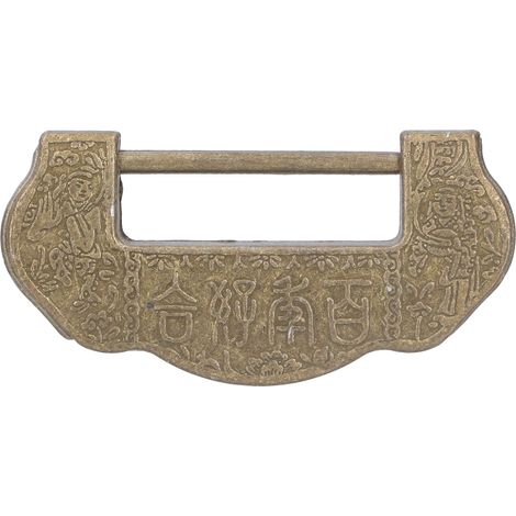 Cadenas sculpté chinois, style Ming Qing, en laiton antique, pour coffret à bijoux ou armoire. Couleur laiton antique. (1/5)