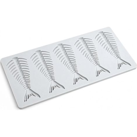 Moule en Silicone pour Poisson Forme Arête 5 Cavités Large Décoration Pâtisserie et Dressage Assiette Résistant à Haute Température Fondant Chocolat Cuisine Créative -