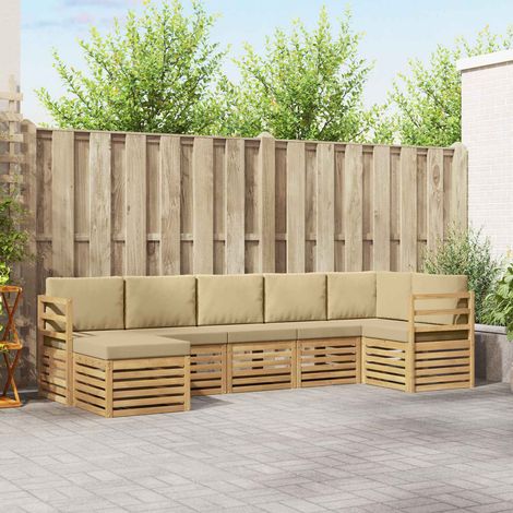 vidaXL Ensemble de canapés d'extérieur 7 pc Blanc et Beige (1/5)
