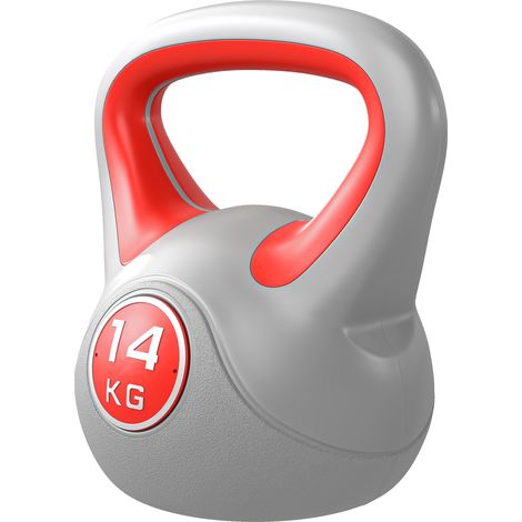 Kettlebell 14 kg, haltère avec poignée ergonomique, haltère à boule, musculation, entraînement, 26 x 18 x 32 cm, rouge