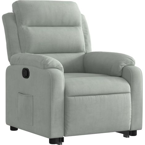Sillón relax TV cómodo tapizado con función de elevación eléctrica en terciopelo gris claro DEC027921 (1/5)