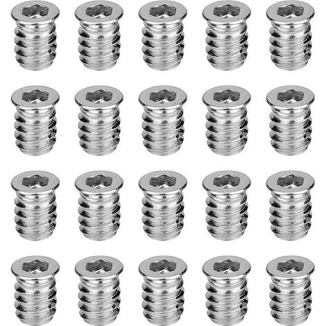 Ulisem 40 pièces Furniture Socket Vis Inserts d'inserts filetés 6  15mm Zinc Plated Metal Inssert Nuts Nuts Type D Type de prise HEX VIS VIS VIS VIS PAR NUTS POUR MEUBLES EN BOIS OUTILS DE TROUVOIR (1/5)
