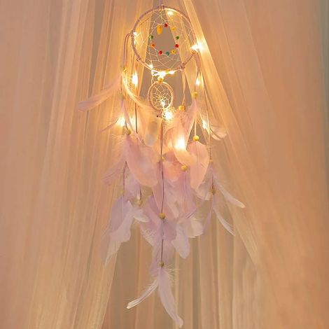 Luz nocturna decoración de pared de plumas Habitación de niños sala de estar regalo de cumpleaños (1/4)