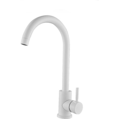 Rubinetto per lavello da cucina a canna alta bianco miscelatore per lavandino orientabile (1/3)