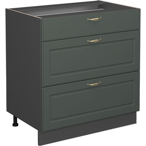 Meuble cuisine Fame-Line, Vert Or Campagne, 80 cm avec 3 tiroirs, sans plan de travail, Vicco (1/5)