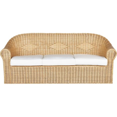 Garden Sofa 3 Seater LIVADEIA Rattan Natural (1/5)