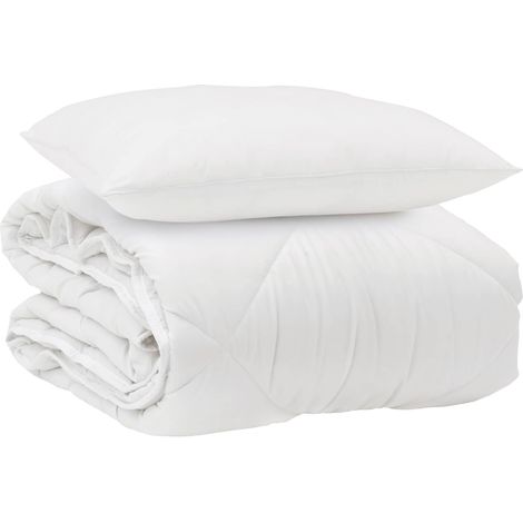 Duvet toutes saisons avec oreiller 2 pcs Blanc Microfibre (1/5)