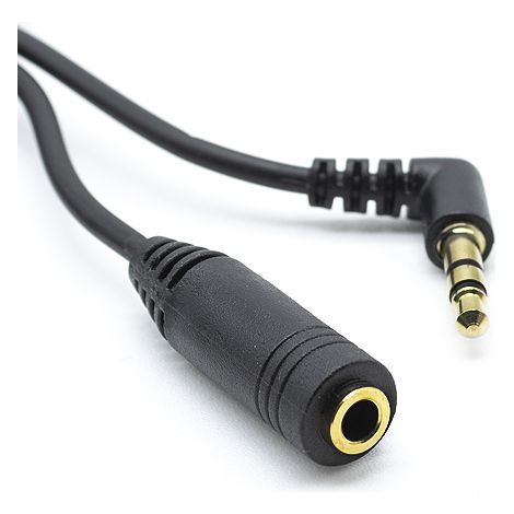 Cable alargador Jack 3.5 mm acodado dorado 1 M Negro