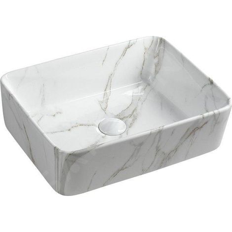 Sapho Dalma - Vasque à poser, 475x375 mm, sans trou pour robinet, carrara MM517 (1/5)