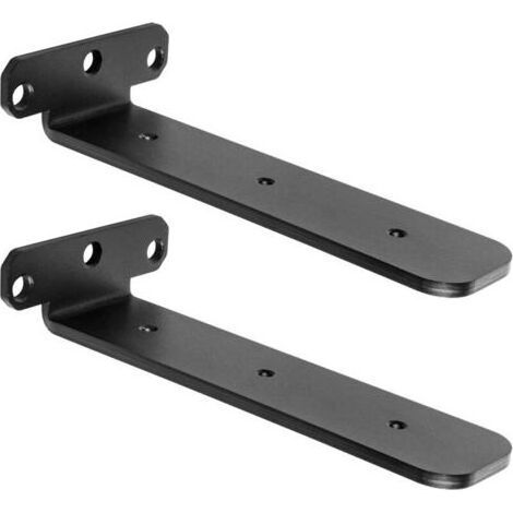 Équerres Murales Métal Charge Lourde Support Étagère Forme L 200mm, Fixation Flottante Noir, Lot de 2 Pièces avec Vis (1/5)