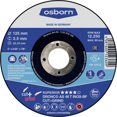 Osborn disque combiné de coupe et de rectification AS46T Inox Cut+Grind 115x2,5 mm T42 5 pièces