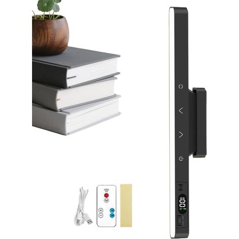 Dimmbare LED-Schreibtischlampe mit Fernbedienung, 5 Farbtemperaturen, magnetischem Design, Batterie- und USB-betrieben, augenschonend - schwarz. (1/4)