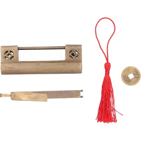 Cadenas en cuivre de style chinois avec clé pour armoire à bijoux