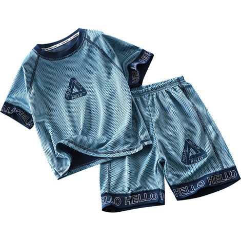 Sport-Set für Jungen, bestehend aus einem kurzärmeligen Hemd und Shorts – modern, lässig, leicht und atmungsaktiv – Sommer-Sportbekleidung für Jungen. (1/5)