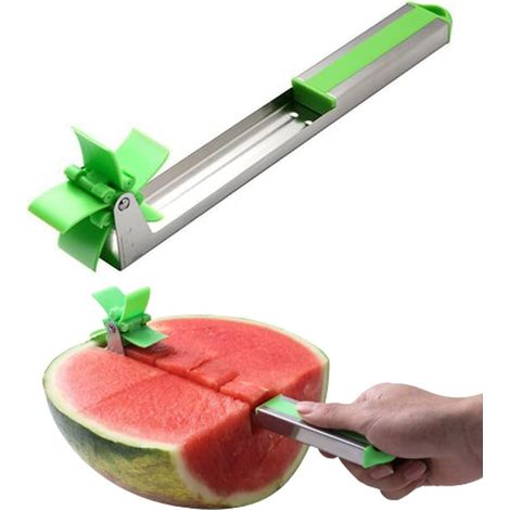 Coupeur de Pastèque, Acier Inoxydable Watermelon Cutter, Moulin à Vent Trancheur de Pastèque, Coupe Pastèque Rotatif, pour Couper Le Fruit , Diviseurs de Trancheur, Couper la pastèque Artefact