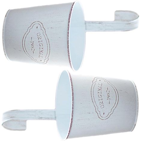 Yardwe Lot de 2 pots fleurs vintage en fer blanc avec petit crochet, cubes suspendus pour plantes et (1/5)