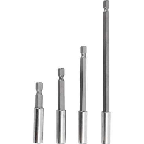 Ensemble D'extension De Foret 4 Pièces, Acier Au Carbone 1/4 Pouces Tournevis Magnétique Hexagonal Porte-Embout Barre Adaptateur De Mandrin Rallonge pour Visseuse à Percussion, Vis, écrous, Perceuse (1/5)