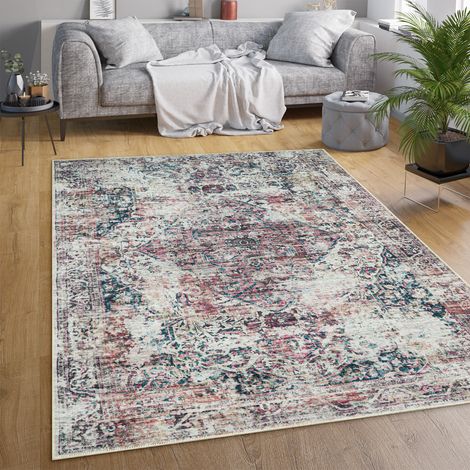 Paco Home Teppich Wohnzimmer Flachgewebe Orient Marokkanisch Ornamente Vintage Waschbar 60x100 cm, Bunt