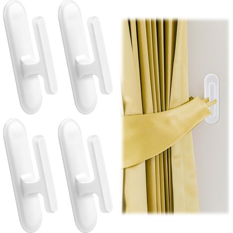 4 Pièces Embrasses de Rideaux Crochets Adhésives sans Perçage Crochets en Plastique à Fixer au Mur Embrasses de Rideaux de fenêtre pour Cordon Aveugle La Maison, Le Bureau, Les Stores (1/5)