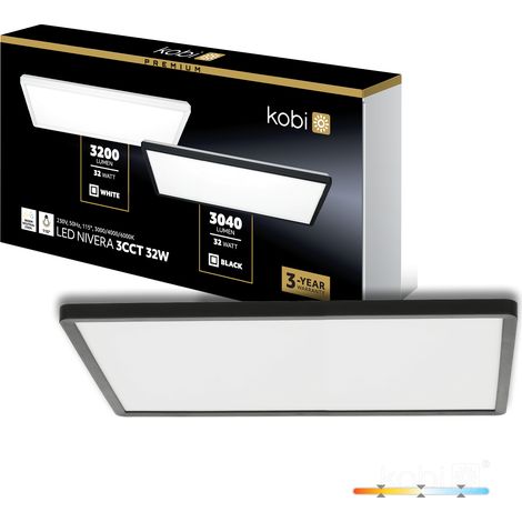 Plafonnier LED rectangulaire noir 32 W 3CCT IP54 NIVERA Kobi (1/5)