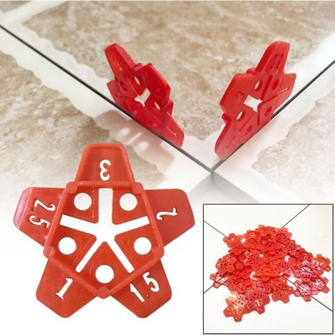 Croisillon Carrelage Autonivelant,Croisillon,5 in 1 Star Joint Spacer 100 pcs, pour des joints de 1 mm à 3 mm avec des croix, aide professionnelle au carrelage pour un carrelage facile (1/5)