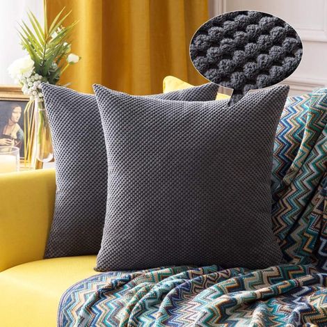 MINKUROW Set Di 2 Federe In Pellet Di Ananas Federe Per Cuscini Quadrati Decorativi Morbidi Solidi Per Divano Camera Da Letto Auto 18"X18", 45x45cm Grigio Siderale (1/5)