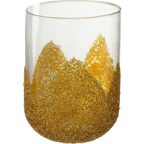 Photophore Déco en Verre "Strass" 18cm Or (1/5)