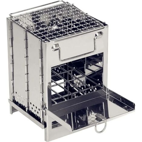 Réchaud à bois portable et pliable d'extérieur, grill à charbon de bois en acier inoxydable, barbecue léger, réchaud de camping, réchaud de cuisine portable (1/4)