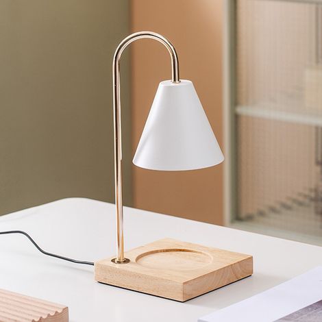Ortviai Lampe à fondre les cires parfumées en bois avec variateur – Design élégant, sans flamme ni fumée (1/4)