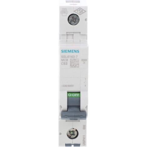 Disjoncteur 1P C 63A 6kA AC sentron 5SL6163-7