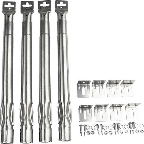 Ensemble de 4 brûleurs de barbecue en acier inoxydable, pièces de rechange réglables de 35 à 42 cm pour barbecue à gaz extérieur, avec trous d'aération de 11 mm. (1/5)