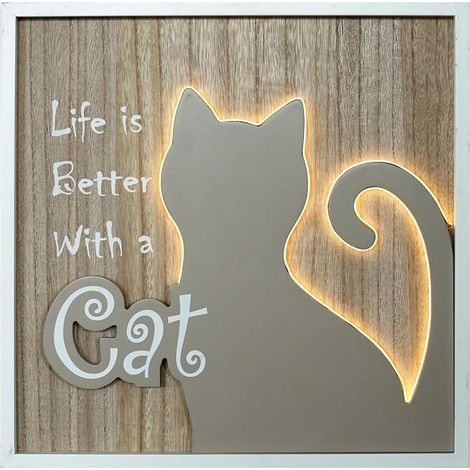 Decorazione Murale Gatto SEINHIJO 3D Arte Murale Luce LED 40cm (1/5)