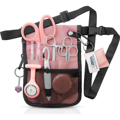 Krankenschwester-Allzweckgürtel – komplettes medizinisches Set mit Pro Pack Organizer-Hüfttasche für Rettungssanitäter, Pflegehelfer, Studenten, Pink