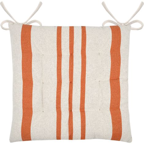 Galette de chaise à rayures Orange 38x38 cm