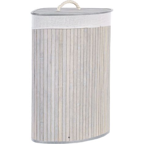 Basket MATARA Bamboo Wood Light Grey 57 L