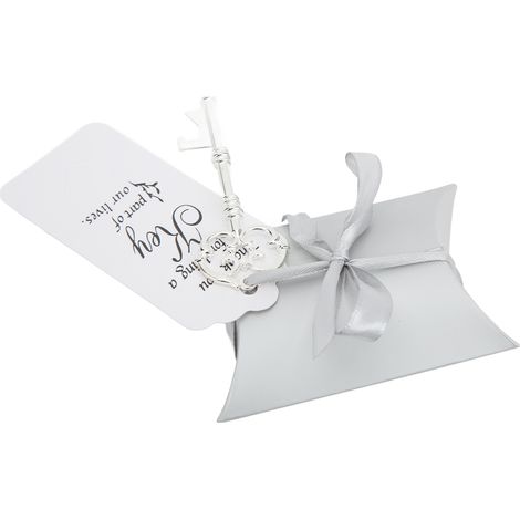 Lot de 50 boîtes à dragées de mariage avec étiquettes en forme de clés vintage, idéales comme cadeaux décoratifs pour les invités. (1/5)