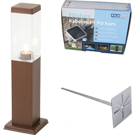 QAZQA Moderno Farola de exterior moderna marrón óxido 45 cm - Malios Acero inoxidable /Plástico Alargada Adecuado para LED Max. 1 x 60 Watt