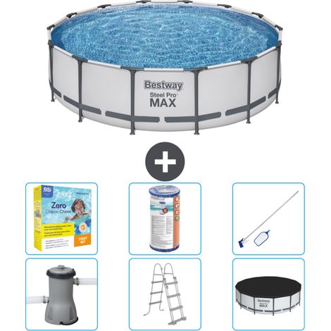 Piscine Bestway ronde Steel Pro MAX - 427 x 107 cm - Grise - Comprend des Accessoires CB36 (1/4)